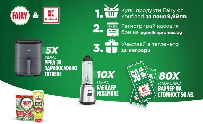 Спечелете уреди и блендери Tefal и ваучери за Kaufland от Fairy